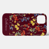 エレガントモダンWildflowers Name Burgundy Case-Mate iPhoneケース (裏面 (横))