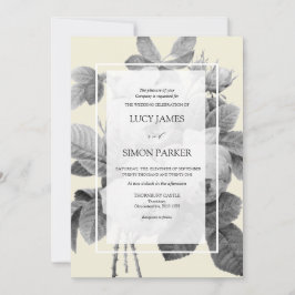 エレガントモノクロフランスのヴィンテージバラ 招待状