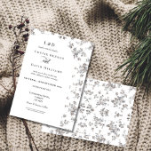 エレガントモノクロフローラクラシック結婚の 招待状