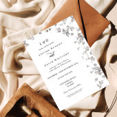 エレガントモノクロフローラクラシック結婚の 招待状