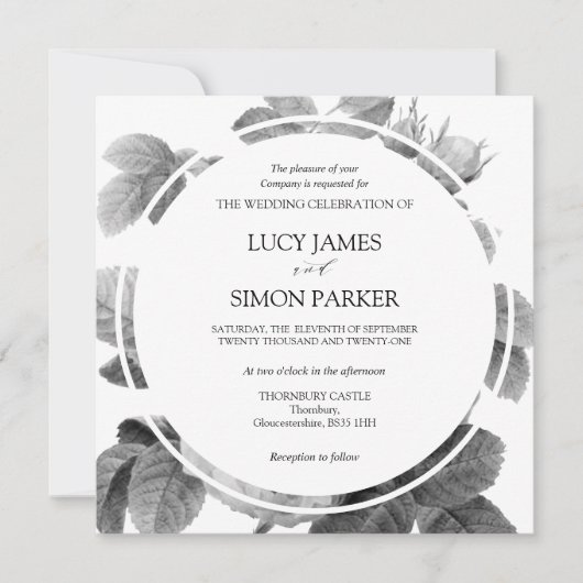 エレガントモノクロヴィンテージフランスのバラ (正面)