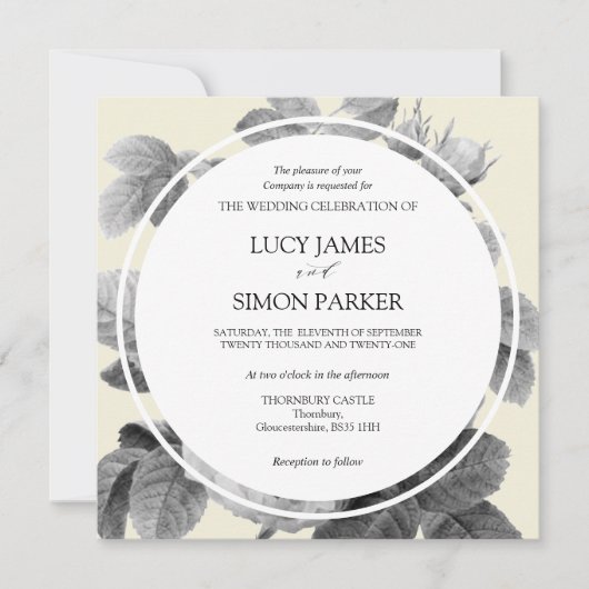 エレガントモノクロヴィンテージフランスのバラ (正面)