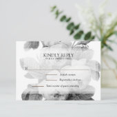 エレガントモノクロヴィンテージフランスのバラ 出欠カード (スタンド正面)