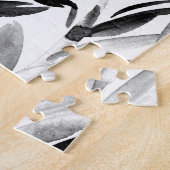 エレガントモノクロ：ナチュラル葉 ジグソーパズル (側面)