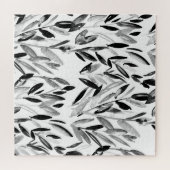 エレガントモノクロ：ナチュラル葉 ジグソーパズル (横)