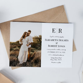 エレガントモノグラカスタムムフォト結婚ズ 招待状