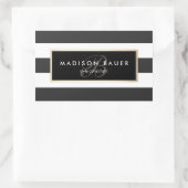 エレガントモノグラストライプのム白黒 長方形シール (バッグ)