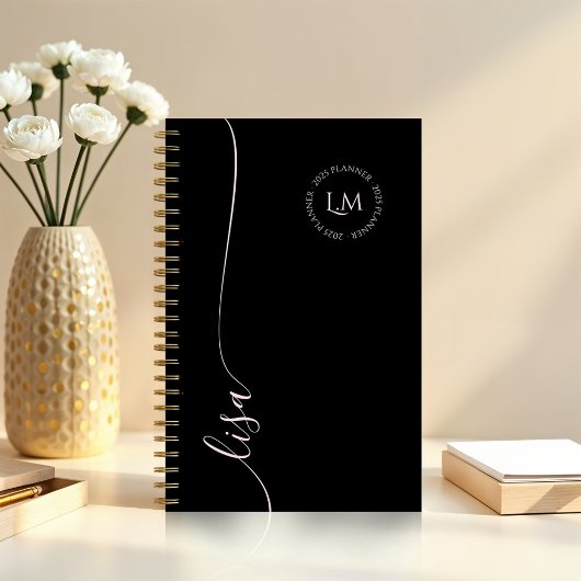 エレガントモノグラミニマルムイニシャルスクリプト名 プランナー手帳