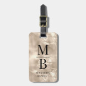 エレガントモノグラムのアイボリー ラゲッジタグ (正面縦)