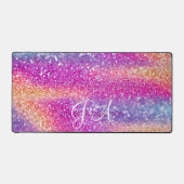 エレガントモノグラムのイニシャルカラフルグライトデスクマット デスクマット (正面)