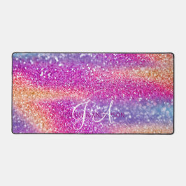 エレガントモノグラムのイニシャルカラフルグライトデスクマット デスクマット
