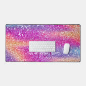 エレガントモノグラムのイニシャルカラフルグライトデスクマット デスクマット (キーボード&マウス)