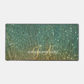 エレガントモノグラムのイニシャル金ゴールドグリッターデスクマット デスクマット (正面)