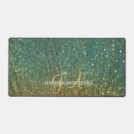 エレガントモノグラムのイニシャル金ゴールドグリッターデスクマット デスクマット