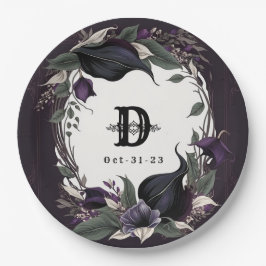 エレガントモノグラムのゴシック結婚ス ペーパープレート