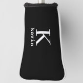 エレガントモノグラムのゴルファーパーソナライズされたブラック ゴルフヘッドカバー (回転90)