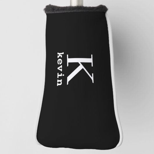 エレガントモノグラムのゴルファーパーソナライズされたブラック ゴルフヘッドカバー (回転90)