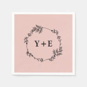 エレガントモノグラムのシンプルバラ金ゴールド結婚s スタンダードカクテルナプキン (正面)