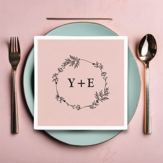 エレガントモノグラムのシンプルバラ金ゴールド結婚s スタンダードカクテルナプキン