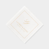 エレガントモノグラムのシンプルScriptの結婚金ゴールド 箔ナプキン (右)