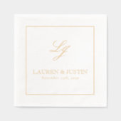 エレガントモノグラムのシンプルScriptの結婚金ゴールド 箔ナプキン (正面)