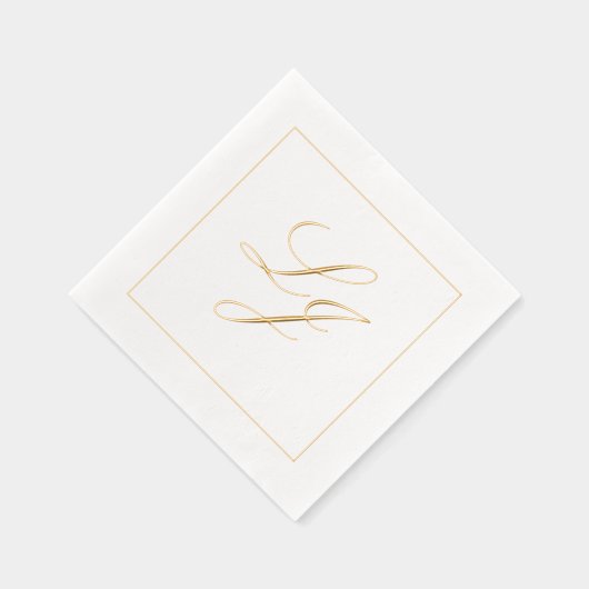 エレガントモノグラムのシンプルScriptの結婚金ゴールド 箔ナプキン (右)