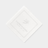 エレガントモノグラムのシンプルScript結婚's Silver 箔ナプキン (右)