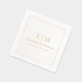 エレガントモノグラムのタイポグラフィ結婚金ゴールド 箔ナプキン (左)