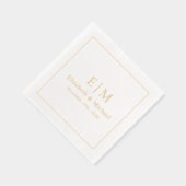 エレガントモノグラムのタイポグラフィ結婚金ゴールド 箔ナプキン (右)