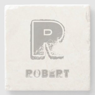 エレガントモノグラムのテンプレートスタイリッシュデザイン素朴 ストーンコースター