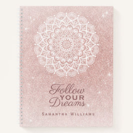 エレガントモノグラムのバラ金ゴールドグリッターガーリー ノートブック