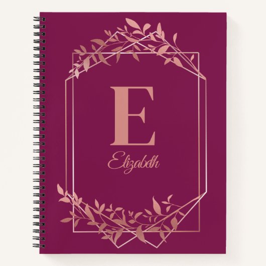 エレガントモノグラムのバラ金ゴールドフレ離れーム ノートブック (正面)