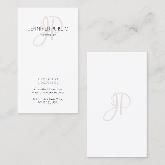 エレガントモノグラムのパーソナライズされたモダンデザイン 名刺 (正面/裏面)