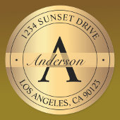 エレガントモノグラムのフェイク金ゴールドブラック差出人住所 ラウンドシール