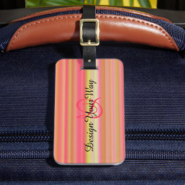 エレガントモノグラムのモダンストライプモダン ラゲッジタグ