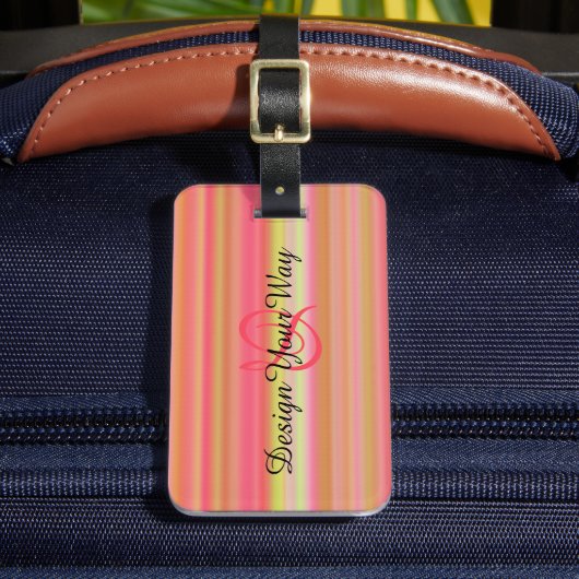 エレガントモノグラムのモダンストライプモダン ラゲッジタグ (正面インサイチュ2)