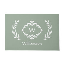 エレガントモノグラムのモダンリースシックセージグリーン