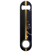 エレガントモノグラムのモダン大理石ブラック金ゴールド スピード栓抜き (裏面)