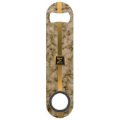 エレガントモノグラムのモダン大理石ブラック金ゴールド スピード栓抜き (正面)