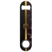 エレガントモノグラムのモダン大理石ブラック金ゴールド スピード栓抜き (正面)