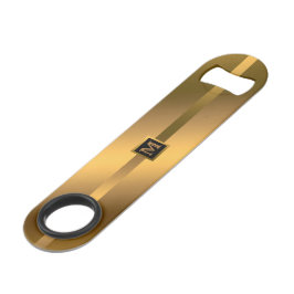 エレガントモノグラムのモダン大理石ブラック金ゴールド スピード栓抜き