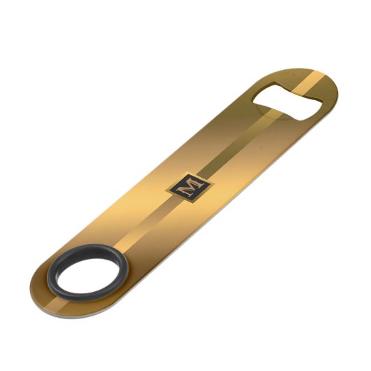 エレガントモノグラムのモダン大理石ブラック金ゴールド スピード栓抜き (正面アングル)