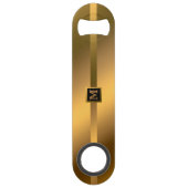 エレガントモノグラムのモダン大理石ブラック金ゴールド スピード栓抜き (正面)