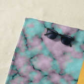 エレガントモノグラムのモダン大理石ブラック金ゴールド ビーチタオル (インサイチュ)