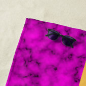 エレガントモノグラムのモダン大理石ブラック金ゴールド ビーチタオル (インサイチュ)