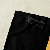 エレガントモノグラムのモダン大理石ブラック金ゴールド ビーチタオル (インサイチュ)