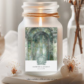 エレガントモノグラムの水の色結婚の ワインラベル