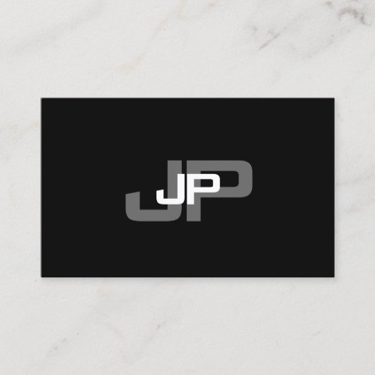 エレガントモノグラムの白黒シンプルテンプレート 名刺 (正面)