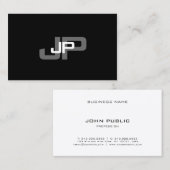 エレガントモノグラムの白黒シンプルテンプレート 名刺 (正面/裏面)