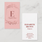 エレガントモノグラムの赤面バラ金ゴールド離れ枠 名刺 (正面/裏面)